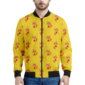 Cartoon Fox Pattern Print Men's Bomber Jacket