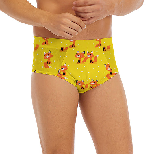 Cartoon Fox Pattern Print Men's Briefs