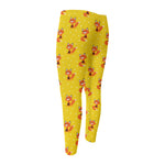 Cartoon Fox Pattern Print Men's Compression Pants