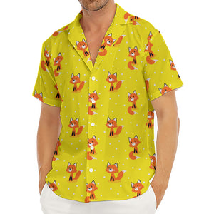 Cartoon Fox Pattern Print Men's Deep V-Neck Shirt