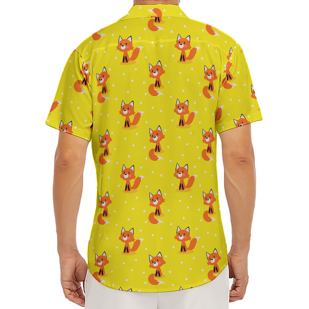 Cartoon Fox Pattern Print Men's Deep V-Neck Shirt