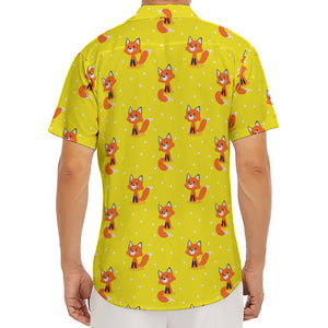 Cartoon Fox Pattern Print Men's Deep V-Neck Shirt