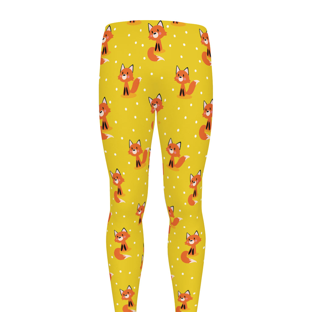Cartoon Fox Pattern Print Men's leggings
