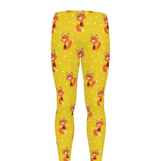 Cartoon Fox Pattern Print Men's leggings