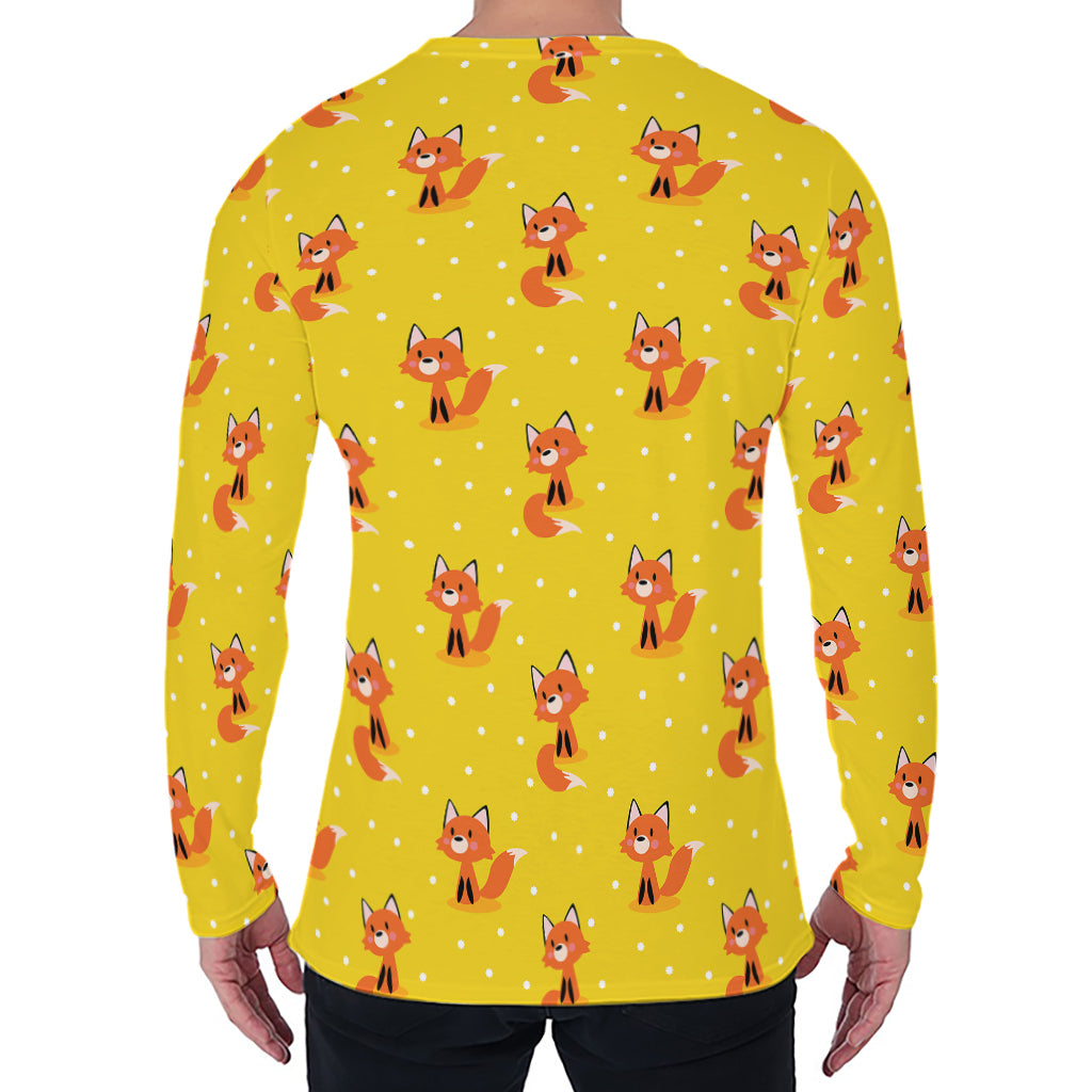 Cartoon Fox Pattern Print Men's Long Sleeve T-Shirt