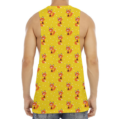 Cartoon Fox Pattern Print Men's Muscle Tank Top