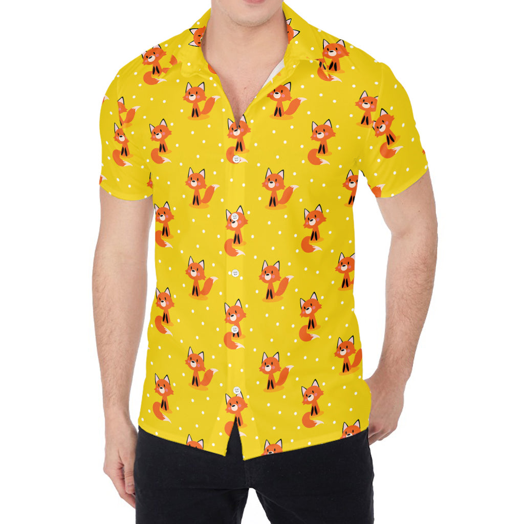 Cartoon Fox Pattern Print Men's Shirt