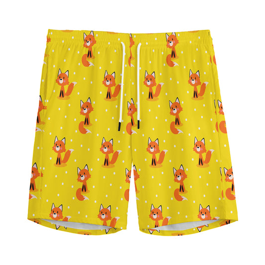 Cartoon Fox Pattern Print Men's Sports Shorts