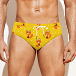 Cartoon Fox Pattern Print Men's Swim Briefs