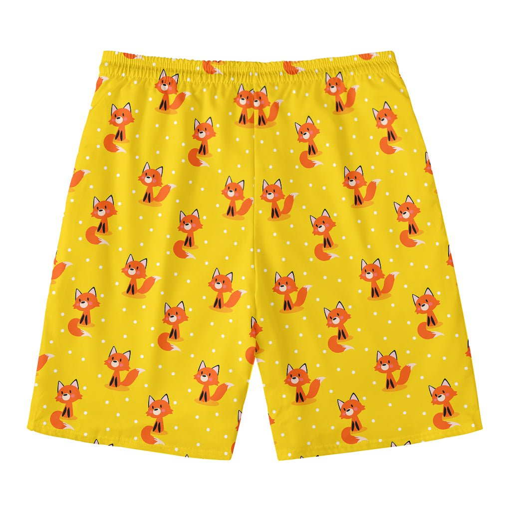 Cartoon Fox Pattern Print Men's Swim Trunks