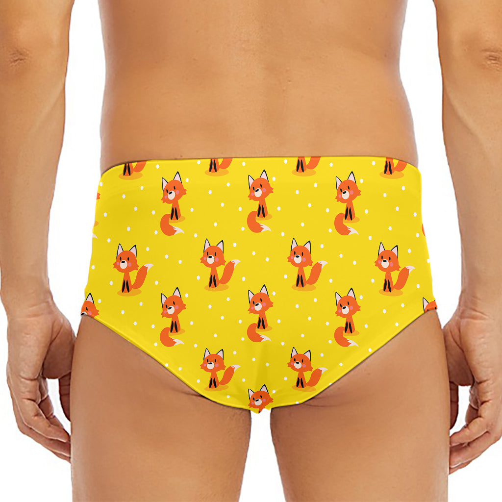 Cartoon Fox Pattern Print Men's Triangle Swim Briefs