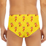 Cartoon Fox Pattern Print Men's Triangle Swim Briefs