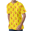 Cartoon Fox Pattern Print Men's Velvet T-Shirt
