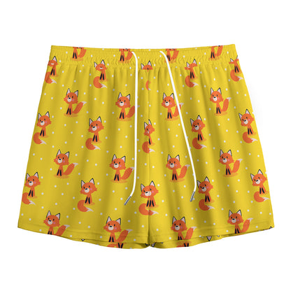 Cartoon Fox Pattern Print Mesh Shorts