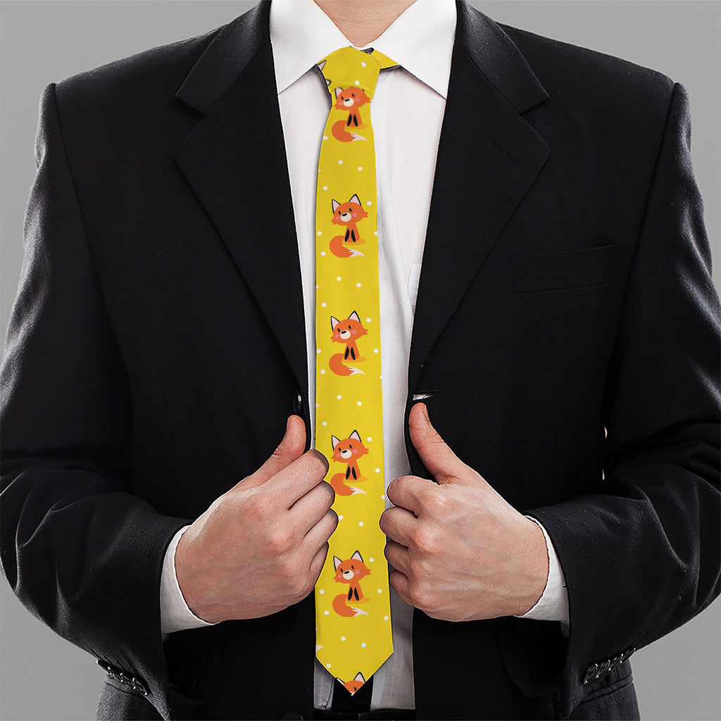 Cartoon Fox Pattern Print Necktie