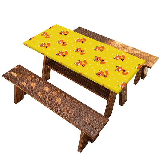 Cartoon Fox Pattern Print Picnic Table Cover