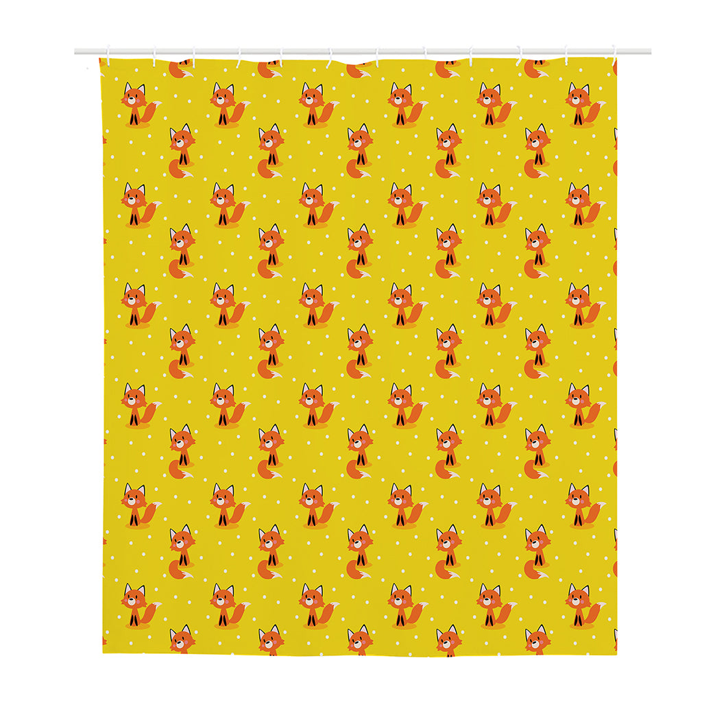 Cartoon Fox Pattern Print Polyester Shower Curtain