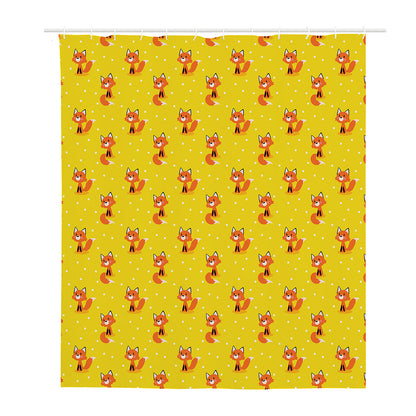 Cartoon Fox Pattern Print Polyester Shower Curtain