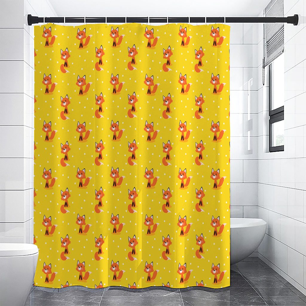 Cartoon Fox Pattern Print Premium Shower Curtain