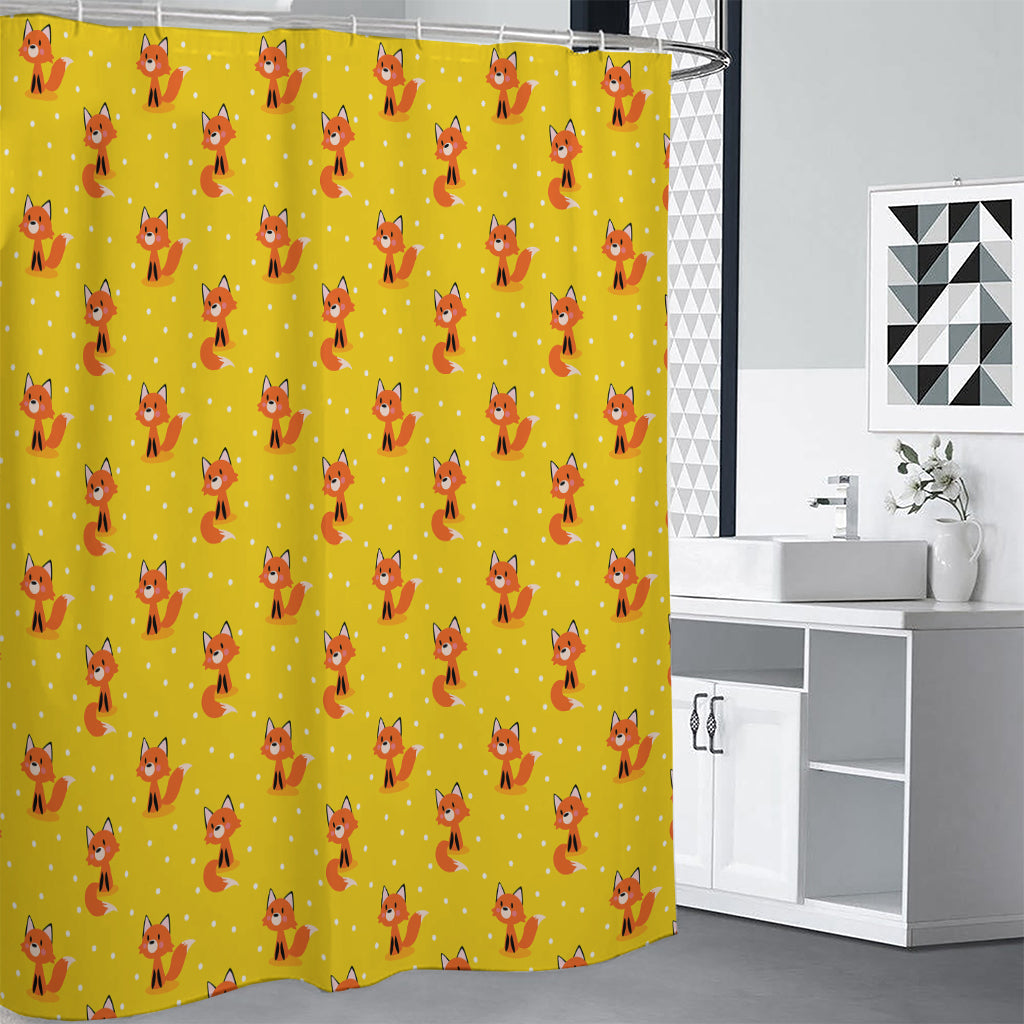 Cartoon Fox Pattern Print Premium Shower Curtain