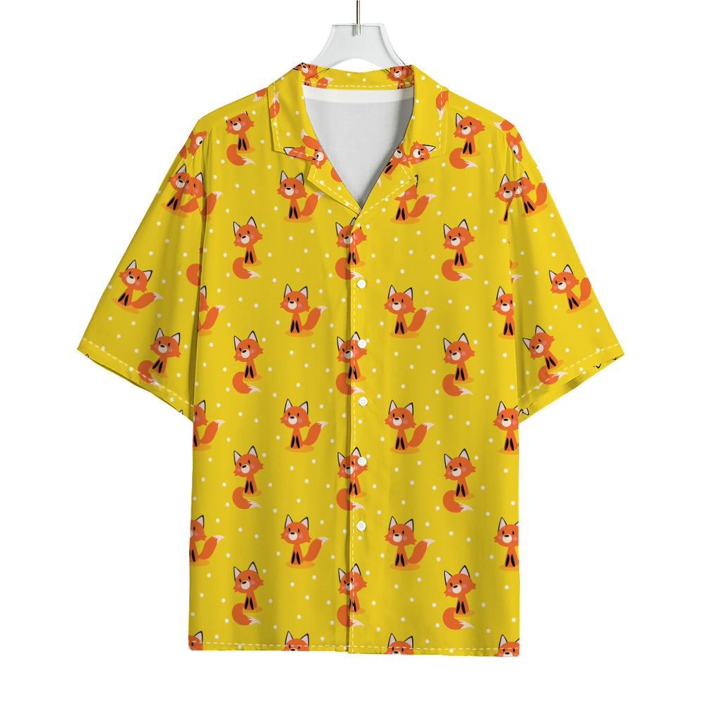 Cartoon Fox Pattern Print Rayon Hawaiian Shirt