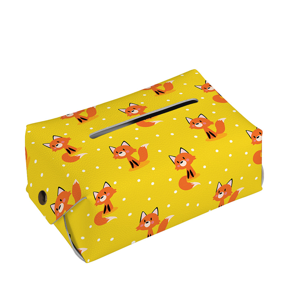 Cartoon Fox Pattern Print Rectangle Tissue Box Cover