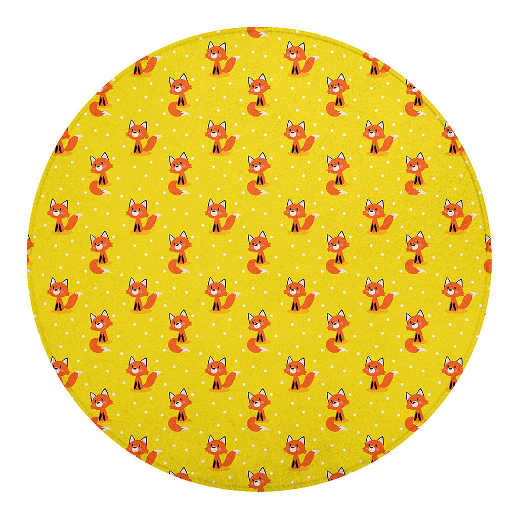 Cartoon Fox Pattern Print Round Blanket