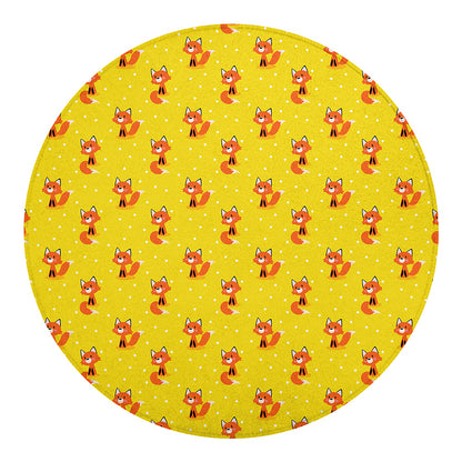 Cartoon Fox Pattern Print Round Blanket