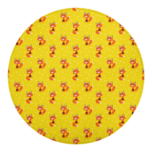 Cartoon Fox Pattern Print Round Blanket