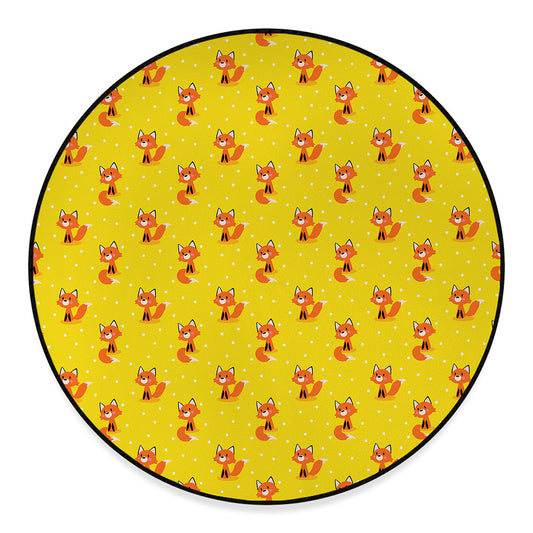 Cartoon Fox Pattern Print Round Floor Mat