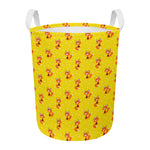 Cartoon Fox Pattern Print Round Laundry Basket