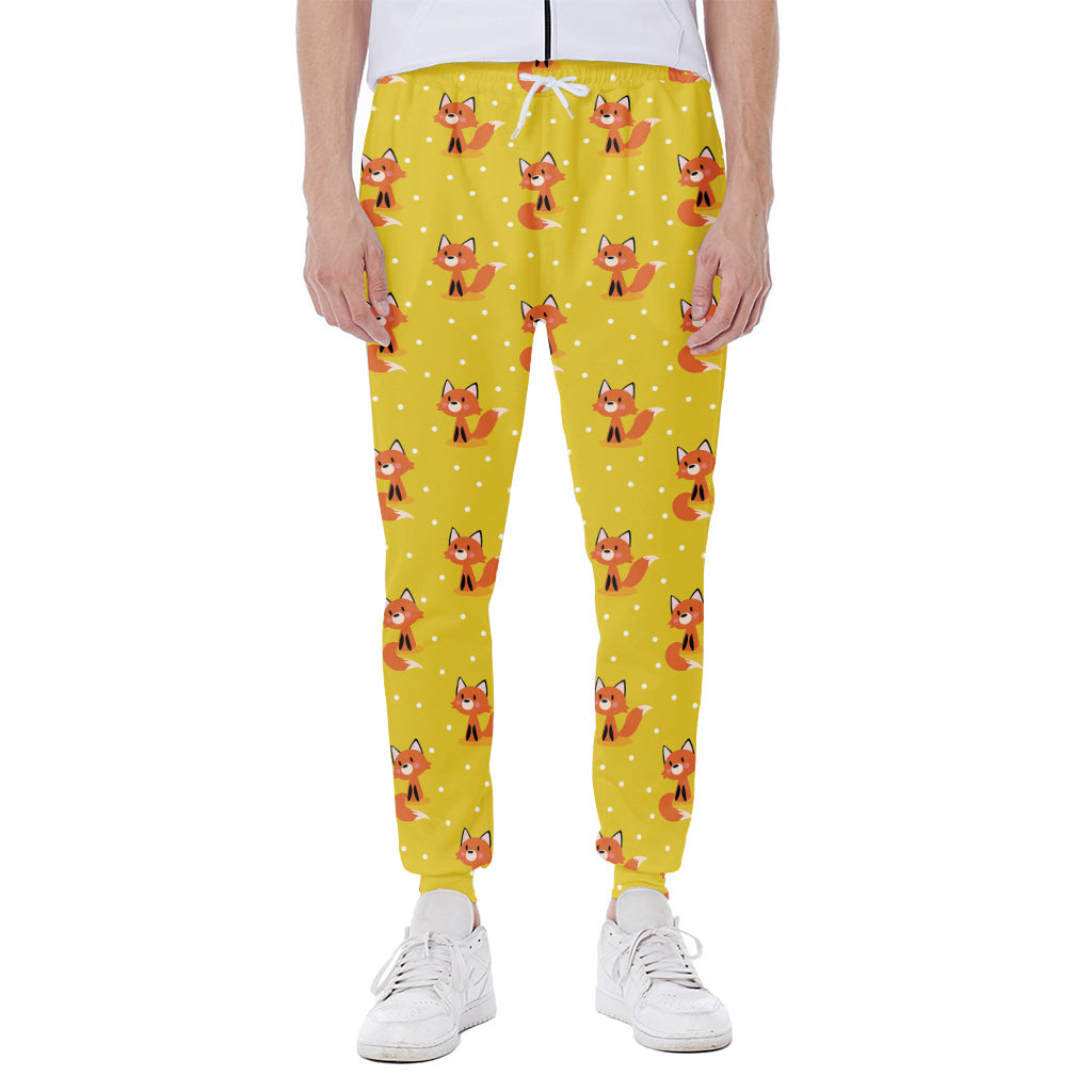 Cartoon Fox Pattern Print Scuba Joggers