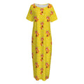 Cartoon Fox Pattern Print Short Sleeve Long Nightdress