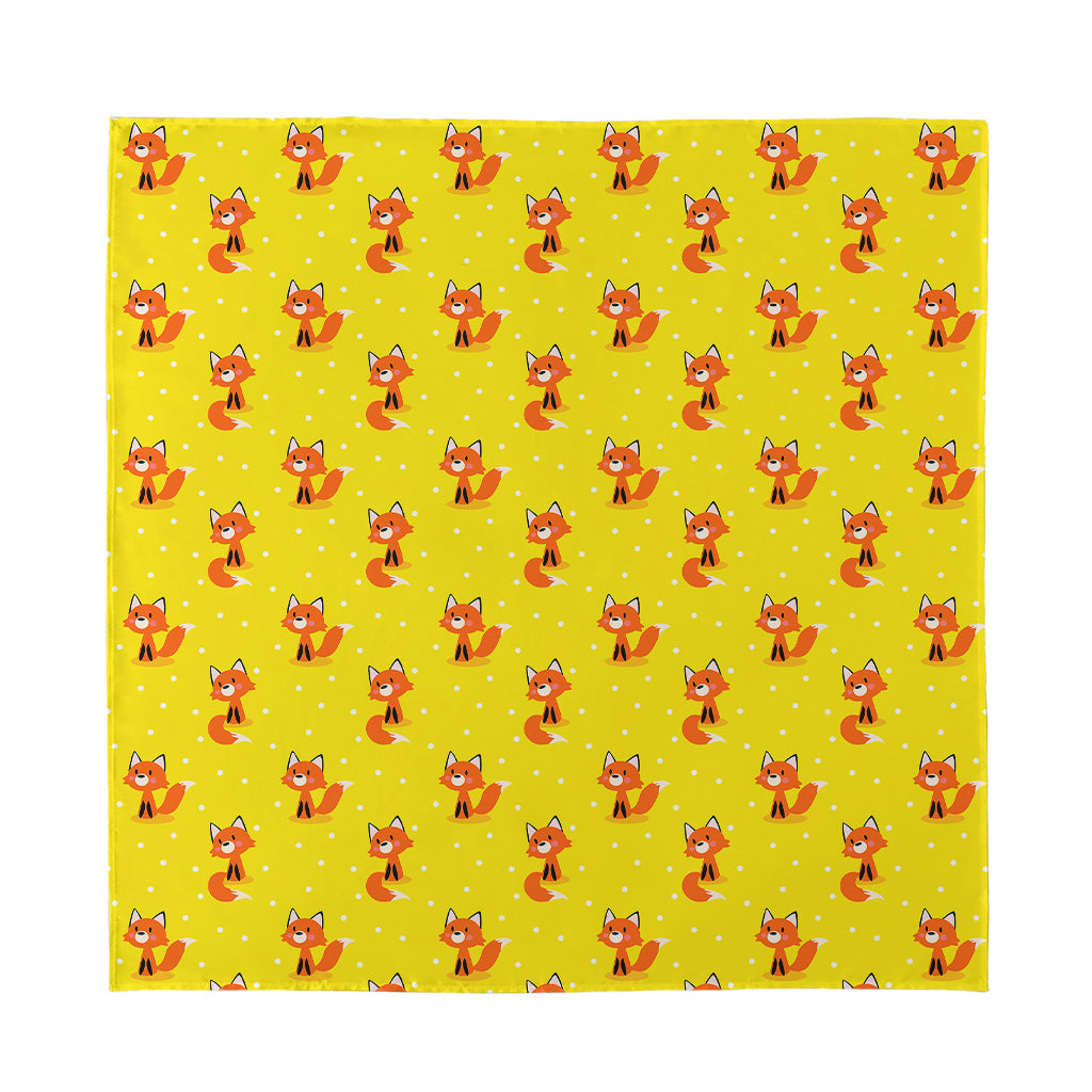Cartoon Fox Pattern Print Silk Bandana