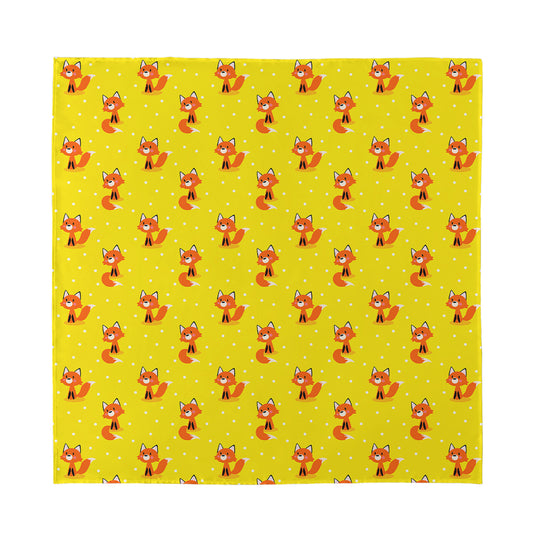 Cartoon Fox Pattern Print Silk Bandana