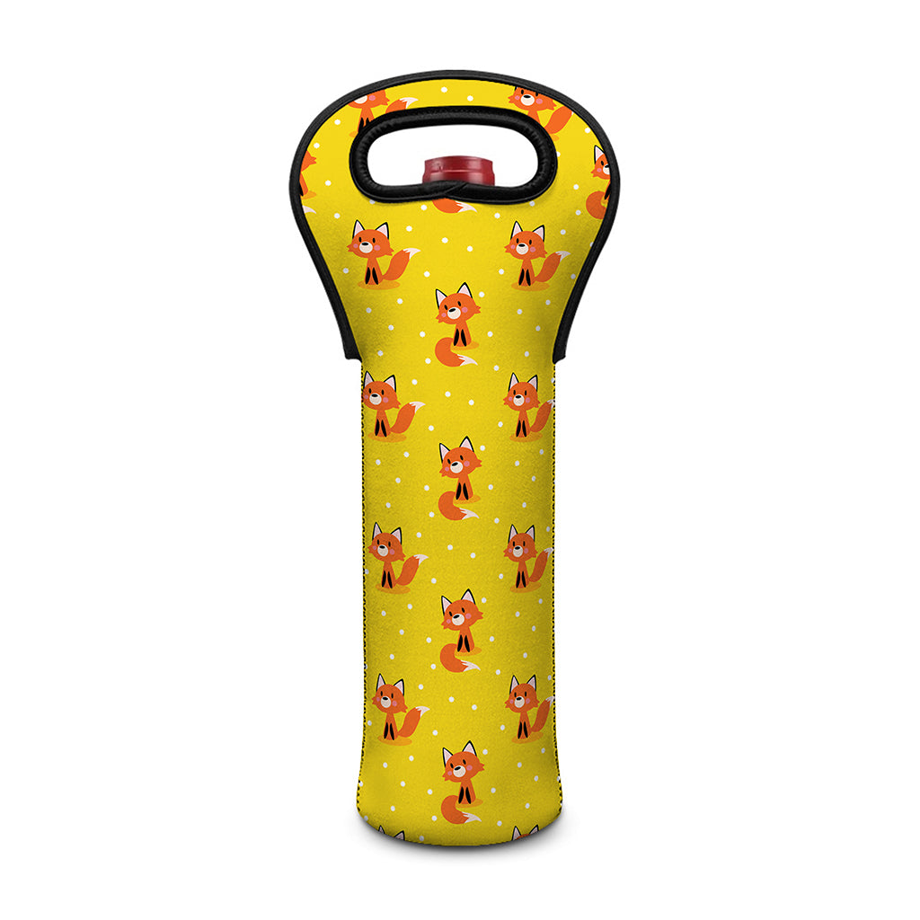 Cartoon Fox Pattern Print Single Neoprene Wine Tote