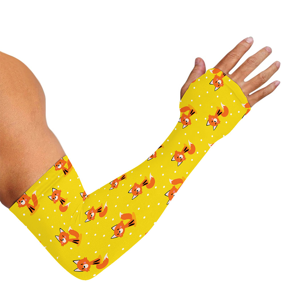 Cartoon Fox Pattern Print Sun Protection Arm Sleeves