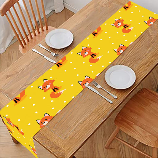 Cartoon Fox Pattern Print Table Runner