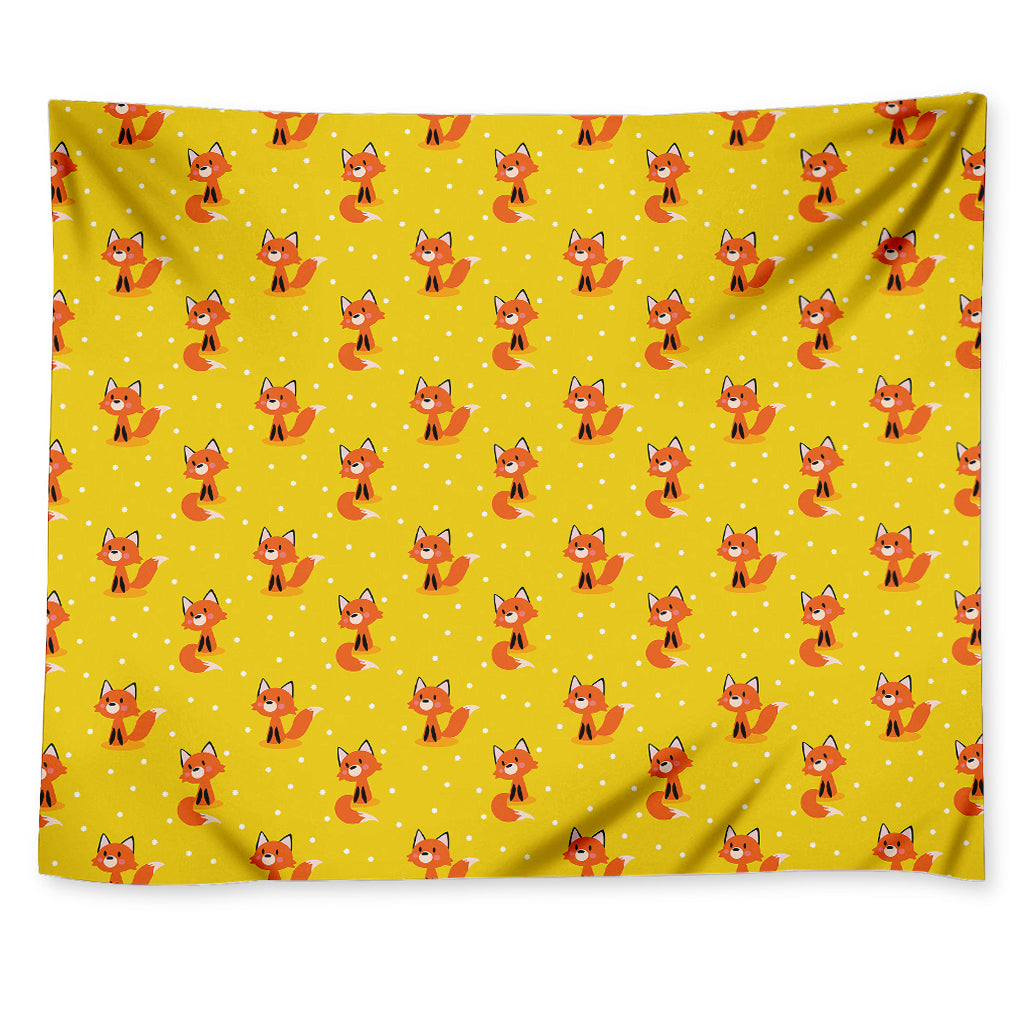 Cartoon Fox Pattern Print Tapestry