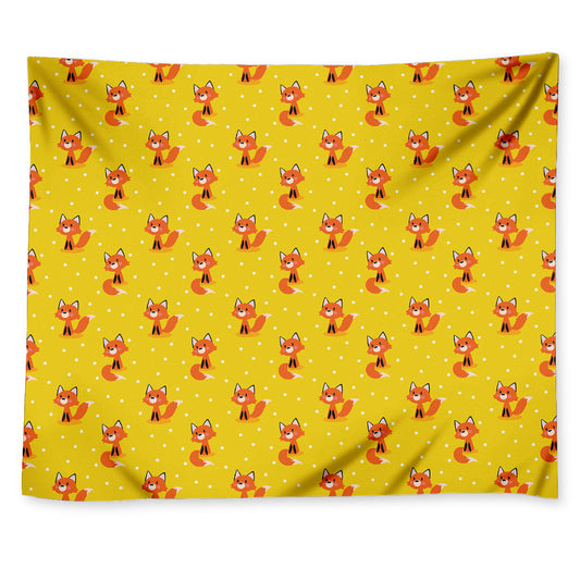 Cartoon Fox Pattern Print Tapestry