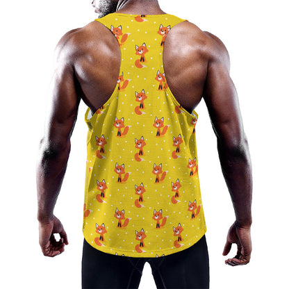 Cartoon Fox Pattern Print Training Tank Top