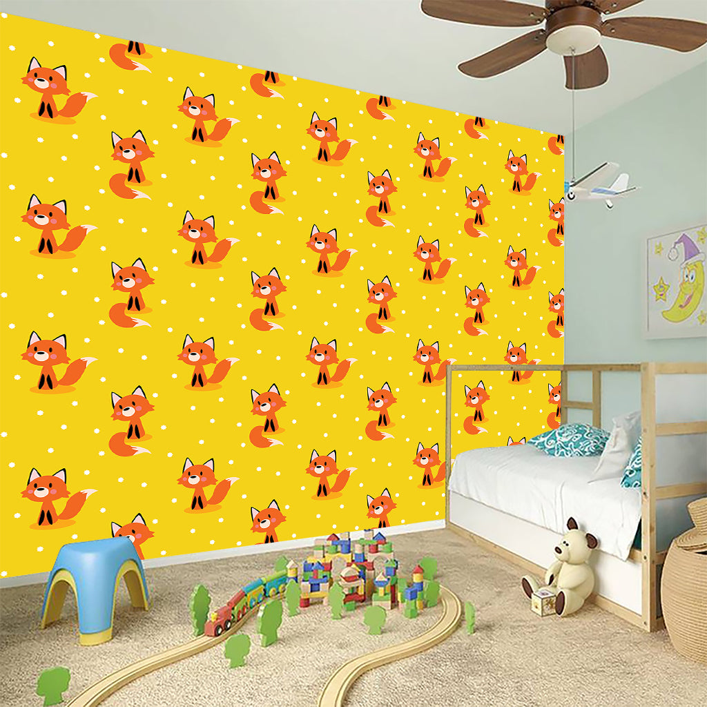 Cartoon Fox Pattern Print Wall Sticker