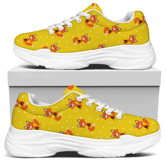 Cartoon Fox Pattern Print White Chunky Shoes