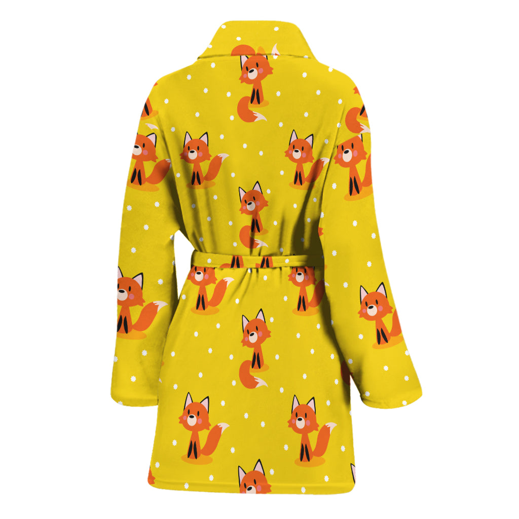 Cartoon Fox Pattern Print Women's Bathrobe