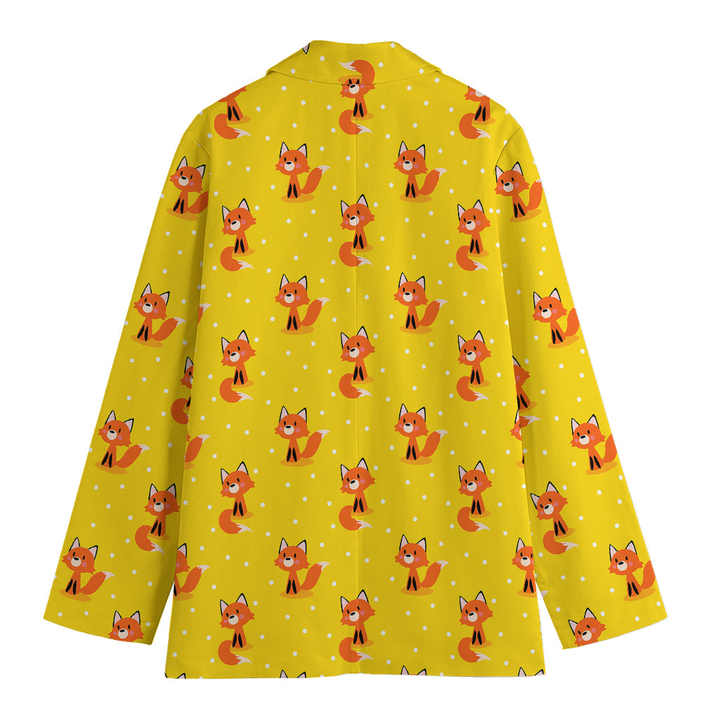 Cartoon Fox Pattern Print Women's Blazer