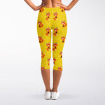 Cartoon Fox Pattern Print Women's Capri Leggings