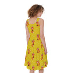 Cartoon Fox Pattern Print Women's Sleeveless Dress