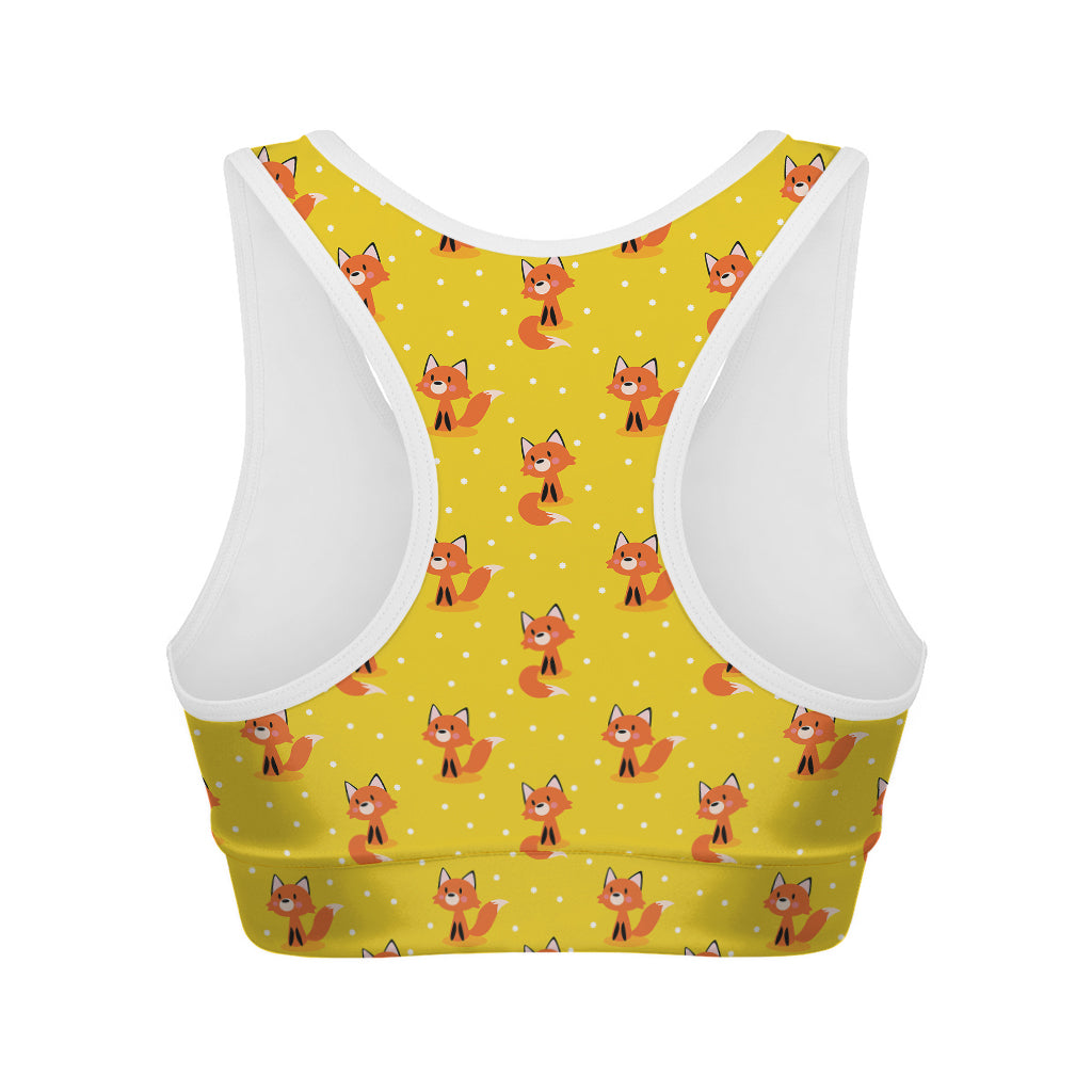 Cartoon Fox Pattern Print Women's Sports Bra