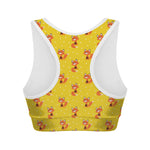 Cartoon Fox Pattern Print Women's Sports Bra