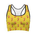 Cartoon Fox Pattern Print Women's Sports Bra